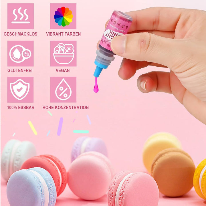 Lebensmittelfarbe 18 Farben X 6Ml, Lebensmittelfarbe Flüssig Zum Kuchen Backen Kekse Macaron Getränken, Hochkonzentrierte Lebensmittelfarben Für Ostereier DIY Slime, Kunsthandwerk Einfärben