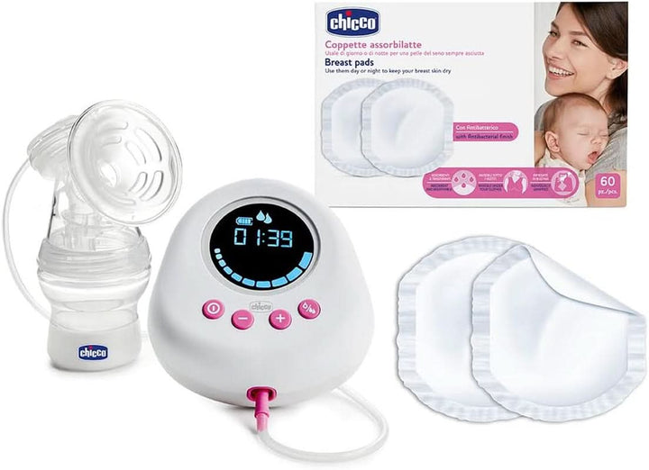 Chicco, Tragbare Elektrische Milchpumpe, Kompakt Und Leicht, Effektives Abpumpen Mit 5 Intensitätsstufen, Sanft Und Ergonomisch, Mit Geneigtem Sauger Und Dichtem Verschluss, Weiß, 150 Ml