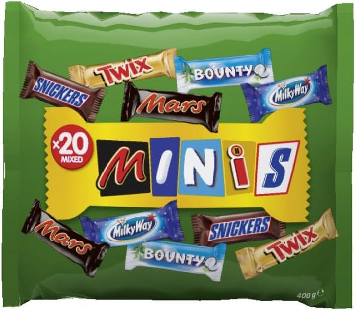 Mixed Minis Beutel, Mars, Snickers, Bounty, Twix, Milky Way & Mehr, (1 X 400G)