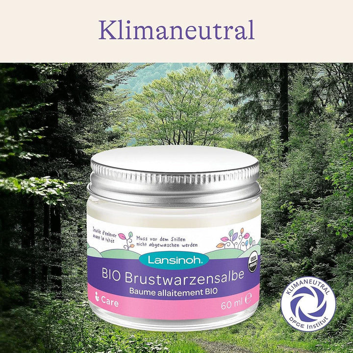 Lansinoh BIO Brustwarzensalbe, 60 Ml - Natürliche Pflege Empfindlicher Brustwarzen Und Trockener Haut - Klimaneutral