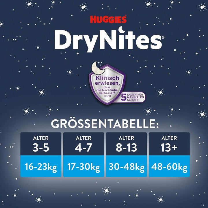 Huggies Drynites Scutece de noapte foarte absorbante, pentru fete 8-13 ani (30-48 kg), 52 buc (4 x 13)