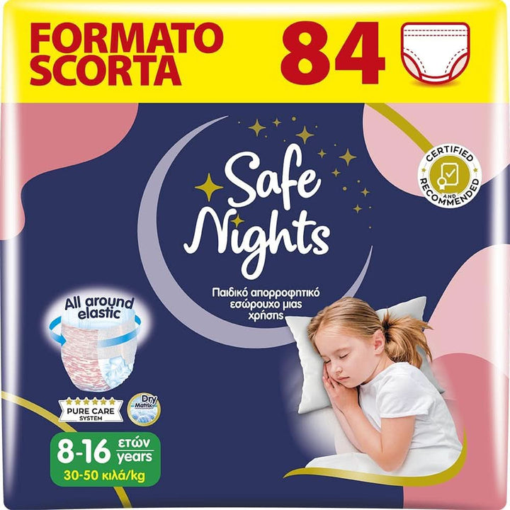 Safe Nights Boy, Höschen Für Die Nacht, Für Kinder Von 8-16 Jahren (30-50 Kg), 14 Stück