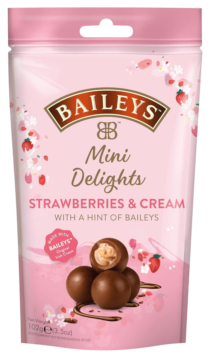 Baileys Chocolate Mini Delights Strawberries & Cream | 1 X 102 G | Zartschmelzende Mini-Pralinen | Pralinen Geschenk | Gefüllt Mit Baileys Likör