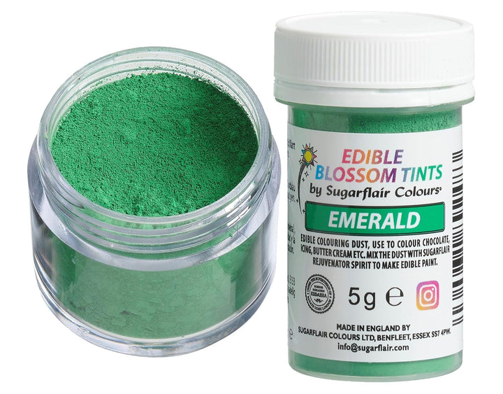 Sugarflair Blossom Tint Dust Lebensmittelfarbe Pulver Emerald - Lebensmittel Farbe Pulver Für Kuchenoberflächen, Zuckerpaste, Fondant, Zuckerguss, Schokolade, Buttercreme, Macarons Und Mehr - 5G