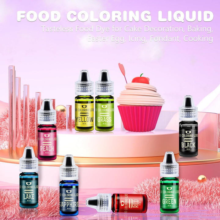 Lebensmittelfarbe - 30 X 10Ml Lebendige Lebensmittel Farben Zum Backen, Kuchen Dekorieren, Zuckerguss, Kekse, Fondant Und Macaron - Flüssige Food Coloring Für Die DIY Seifenherstellung Und Basteln