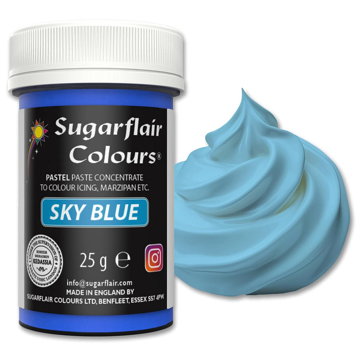 Sugarflair Lebensmittelfarbe Pasta Pastel Sky Blue, Pasta Lebensmittel Farbe Für Fondant Und Marzipan, Spectral Concentrated Paste Colours - 25G