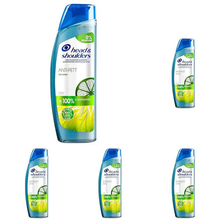 Head & Shoulders Anti-Schuppen Shampoo, Anti-Fett, Bis Zu 100% Schuppenfrei, Silikonfrei, Mit Zitrus, Haarpflege, Kopfhautpflege, Frischegefühl, 250Ml