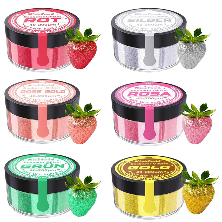 Glitter comestibil, set 6 nuante, 5 grame