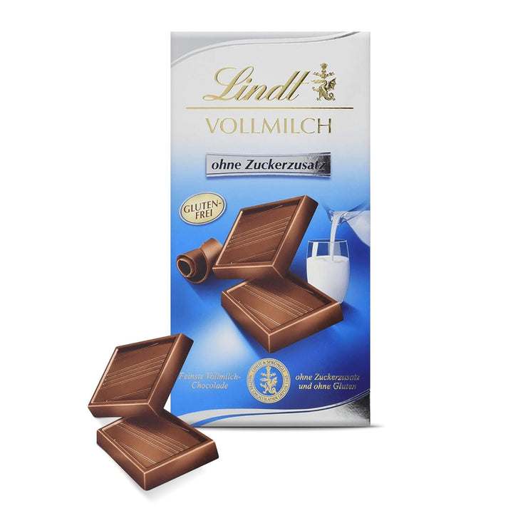 Lindt Schokolade Vollmilch Ohne Zuckerzusatz | 100 G Tafel | Feinste Und Ohne Gluten | Schokoladengeschenk