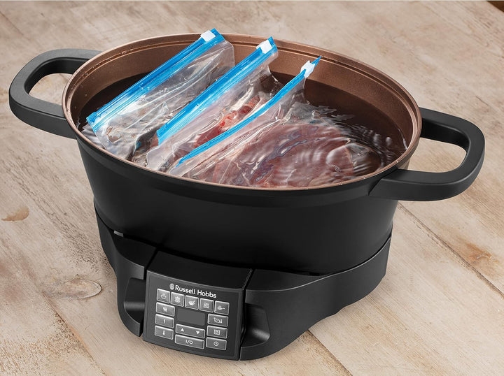 Russell Hobbs Multikocher 6,5L [Digitales Display] 8 Kochfunktionen (Slow Cooker, Dampfgarer, Reiskocher, Bräter, Sous Vide Garer, Kocher, Warmhaltebehälter, Schongarer) Spülmaschinengeeignet 28270-56