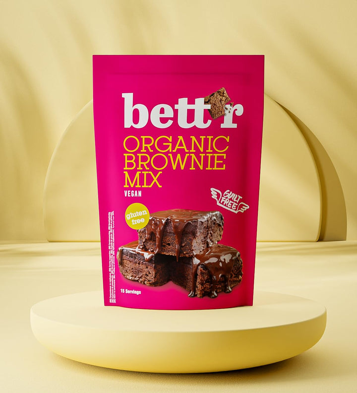 Bettr Organic Brownie Mix - Bio, Vegan Und Glutenfreie Brownies Mit Reichhaltigem Kakaogeschmack - 400 G - 15 Portionen