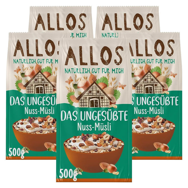 Allos, muesli de fructe de pădure neîndulcit, pachet 5 x 500 grame