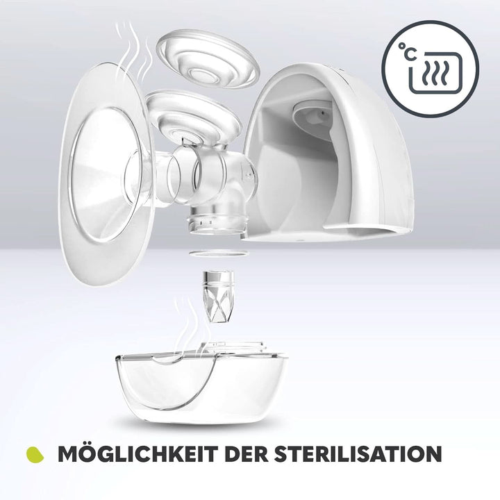 LIONELO Fidi Free Elektrische Milchpumpe 2 Arbeitsmodus Massagemodus 5 Intensitätsstufen 3 Verschiedene Größe Der Trichter Kapazität Von 150 Ml Energiesparend Leiser Betrieb Timer