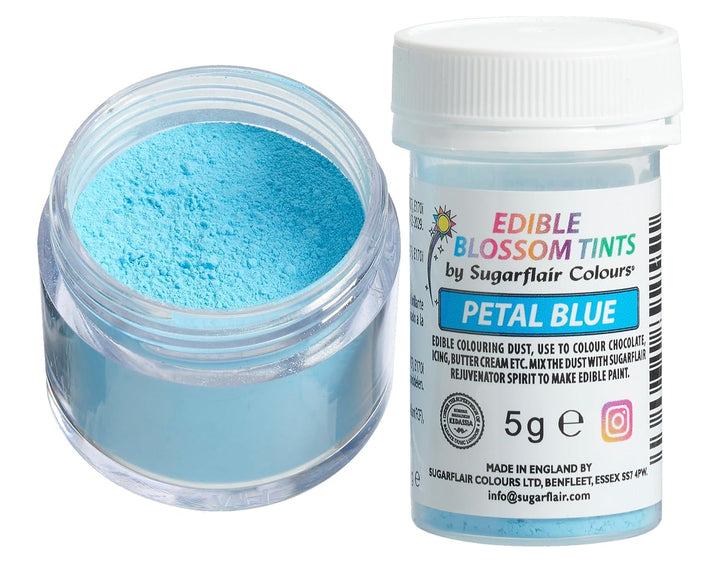 Sugarflair Blossom Tint Dust Lebensmittelfarbe Pulver Petal Blue - Lebensmittel Farbe Pulver Für Kuchenoberflächen, Zuckerpaste, Fondant, Zuckerguss, Schokolade, Buttercreme, Macarons Und Mehr - 5G