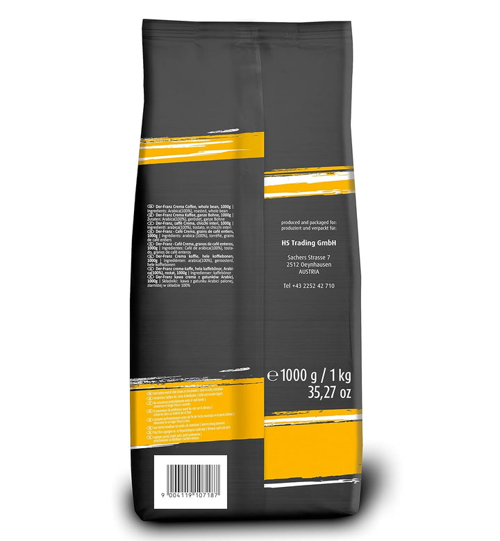 DER-FRANZ Kaffee Crema, Intensität 4/5, 100% Arabica, Ganze Kaffeebohnen, 1000G