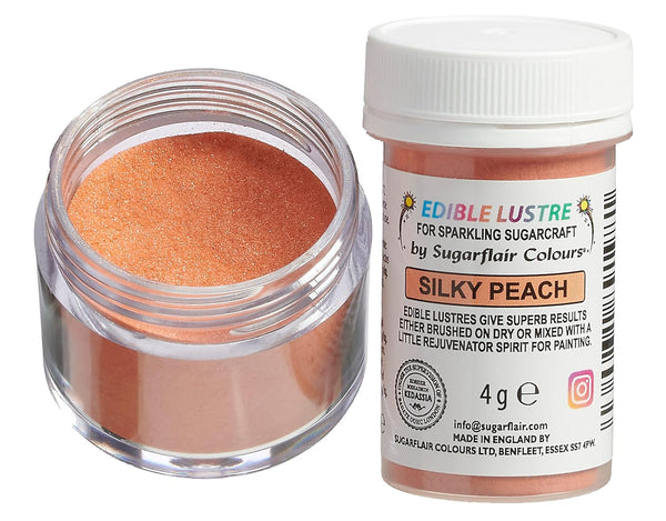 Sugarflair Edible Lustre Lebensmittelfarbe Glanzfarbe Peach - Lebensmittel Glanzpulver Für Kuchen, Cupcakes, Schokolade, Backwaren, Desserts, Eiscreme, Getränke, Cocktails Und Mehr - 4G