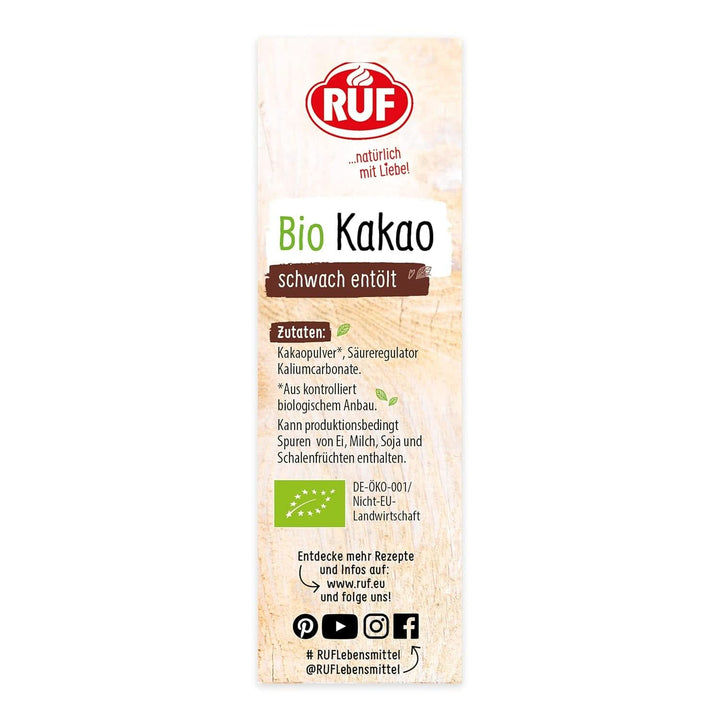 RUF pudră de cacao de calitate organică, 125 grame