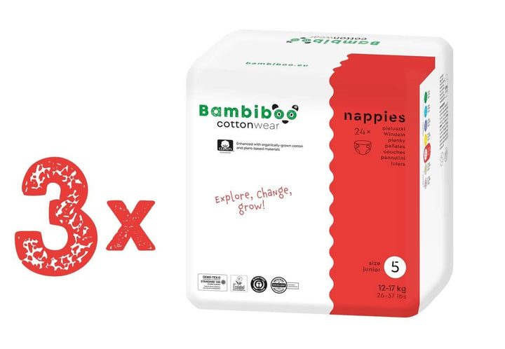 Bambiboo Scutece pentru copii - COTTONWEAR - Scutece de unică folosință pentru copii din bumbac organic și țesături pe bază de plante cu buric decupat