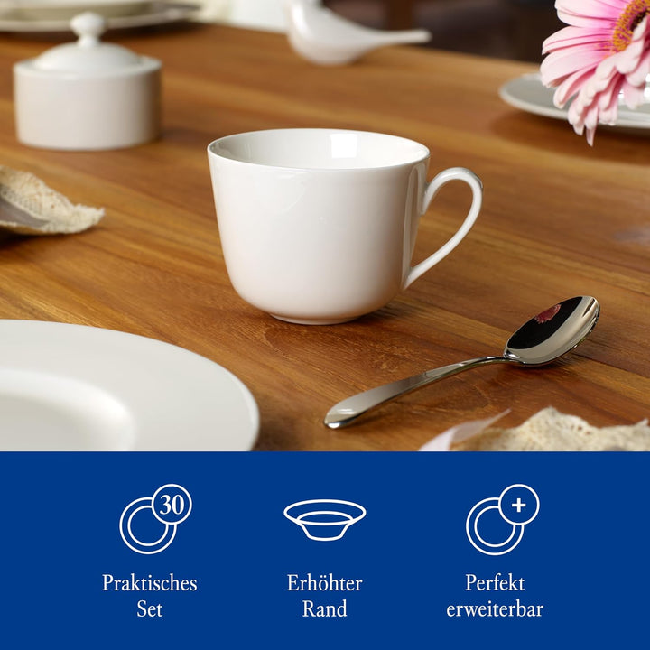 Villeroy & Boch – Twist White Geschirrset 30 Teilig Für 6 Personen, Spülmaschinenfest, Mikrowellensicher, Teller Set, Geschirr, Tafelservice, Kombiservice, Modernes Service Aus Porzellan