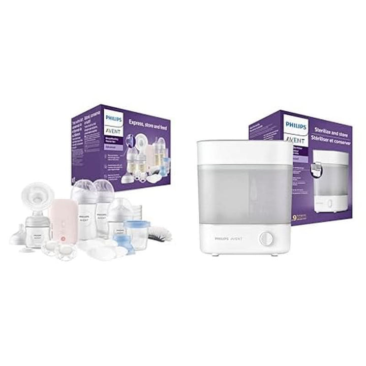 Philips Avent Elektrische Milchpumpe, Geschenkset – Einzelmilchpumpe, Babyflasche, Mehrwegbecher Für Muttermilch, Schnuller, Bpa-Frei (Modell SCD340/31) & Avent Sterilisator (Modell SCF291/00)