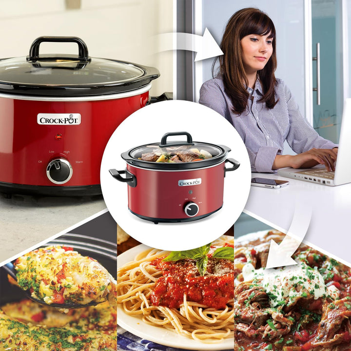 Crock-Pot Schongarer Slow Cooker | 2 Temperatureinstellungen + Warmhaltefunktion | 3,5 Liter (3-4 Personen) | Rot [SCV400RD]