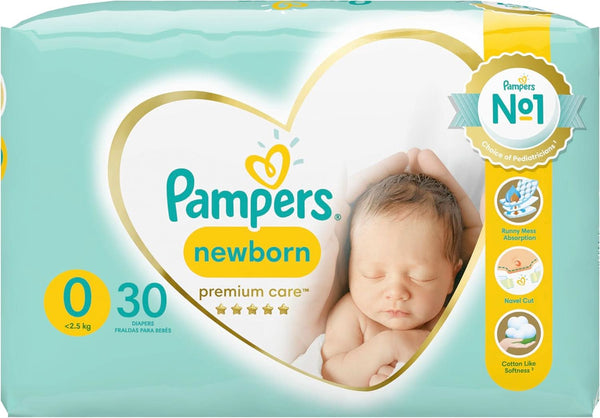 Pampers scutece mărimea 0 (<3 kg), Premium Care scutece, 30 bucăți