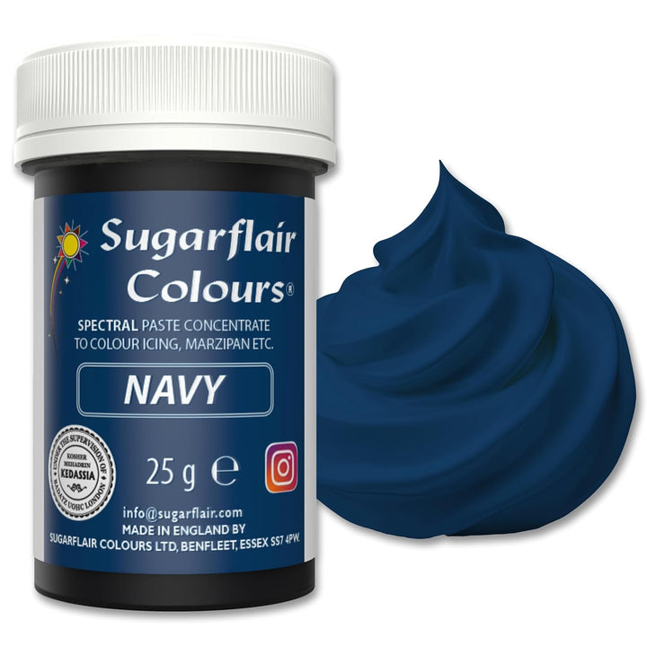 Sugarflair Spectral Navy Blue Lebensmittelfarbe Paste, Hochkonzentrierte Lebensmittelfarbe Für Buttercreme, Zuckerpaste, Royal Icing, Kuchenmischungen Und Mehr! Lebensmittelfarbstoff - 25G