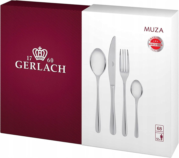 Gerlach Besteck-Set Glänzend Muza, Edelstahl, Silberglänzend, 24 EL. in Einer Schachtel