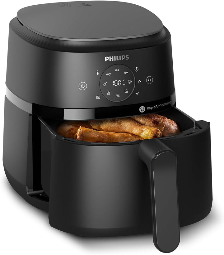 Philips Airfryer 2000-Serie 4,2L - Digitaler Touchscreen, 13 Garoptionen, 9 Voreingestellte Funktionen, Bis Zu 90% Weniger Fett Mit Rapidair Technologie, 1500W Leistung, Schwarz (NA229/00)