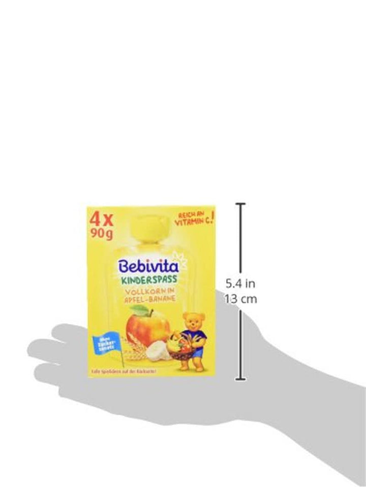 Kids fun fructe și cereale, integrale în mere-banane, pachet de 4 ( 4 X 90 grame )