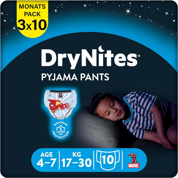 HUGGIES Drynites scutece de noapte, pentru băieți 4-7 ani (17-30 kg), 30 bucăți