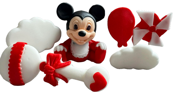 Set 6 decoratiuni comestibile din zahar, Mickey Mouse - Naty Shop 