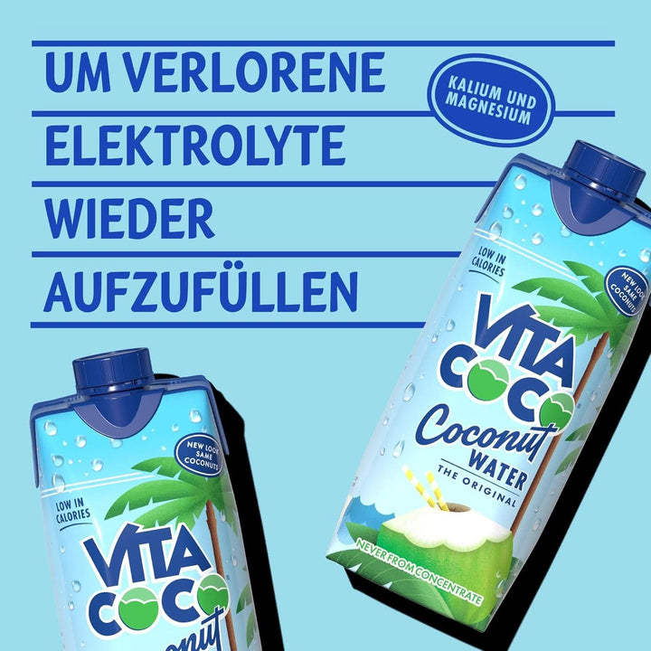 Vita Coco Pure Coconut Water 12 X 330 ml, hidratant natural cu electroliți, fără gluten, plin de vitamina C și potasiu