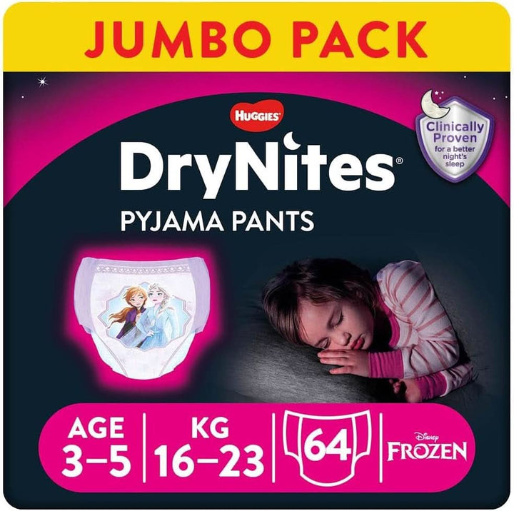 Huggies Drynites Hochabsorbierende Nachtwindeln Bei Bettnässen, Für Mädchen 4-7 Jahre, 4 X 16 Windel-Pants (64 Stück), Monatspack