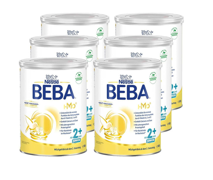 BEBA Junior 2+ Milchgetränk Ab Dem 2. Geburtstag, Babynahrung Mit HMO 2'-FL, Nur Laktose, Ohne Palmöl, 6Er Pack (6 X 800G)