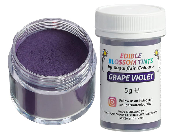 Sugarflair Blossom Tint Dust Lebensmittelfarbe Pulver Grape Violet - Lebensmittel Farbe Pulver Für Kuchenoberflächen, Zuckerpaste, Fondant, Zuckerguss, Schokolade, Buttercreme, Macarons Und Mehr - 5G