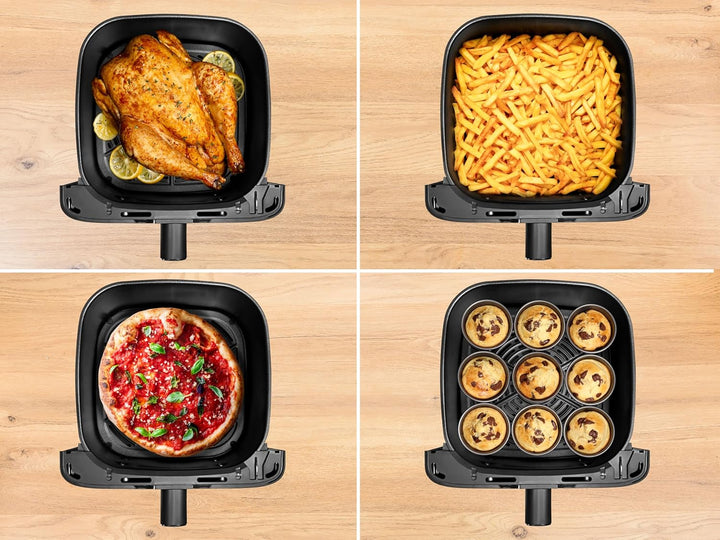 Tefal Easy Fry Mega Heißluftfritteuse, 7,5 Liter Fassungsvermögen, Bis Zu 8 Personen, 99% Weniger Fett, 8 Automatische Gareinstellungen, Digitales Display, Spülmaschinengeeignet, Schwarz, EY8558E0