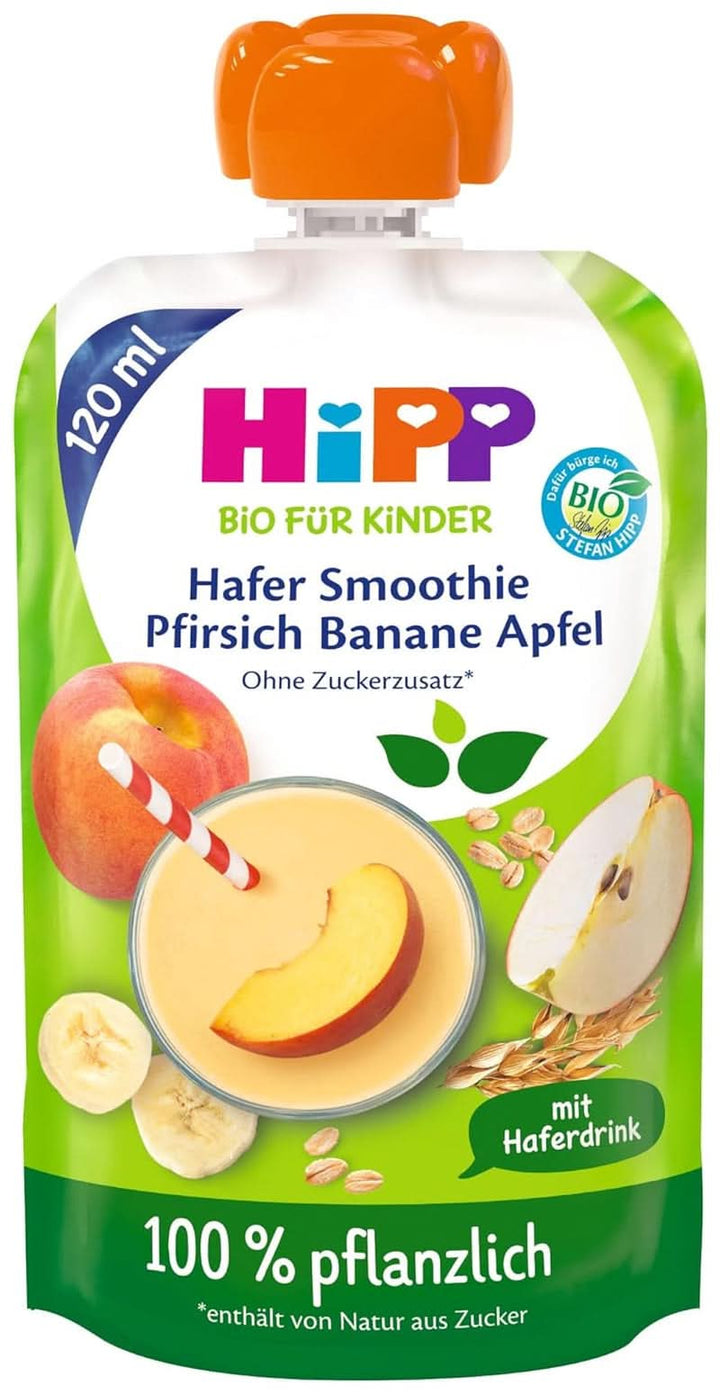 Hipp Bio Für Kinder Smoothie Apfel Pfirsich Banane Mit Haferdrink, 120Ml, 6Er Pack (6X120Ml)