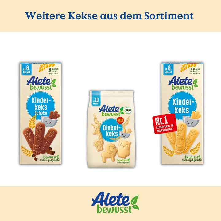 Alete Bewusst Kinderkeks Schoko, Ab Dem 8. Monat, Butterkeks Aus Weizen Für Kinder, Handlich Verpackte Kekse Als Kleiner Snack, Perfekt Für Unterwegs & Zwischendurch, 1 X 180 G