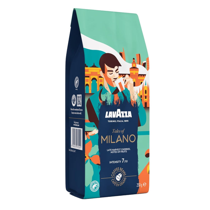 Lavazza, Tales of Roma, Kaffeebohnen, Ideal Für Espresso-Kaffeemaschinen, Mit Aroma Noten Von Haselnuss & Dunkler Schokolade, Arabica Und Robusta, Intensität 8/10, Mittel Röstgrad, 250 G