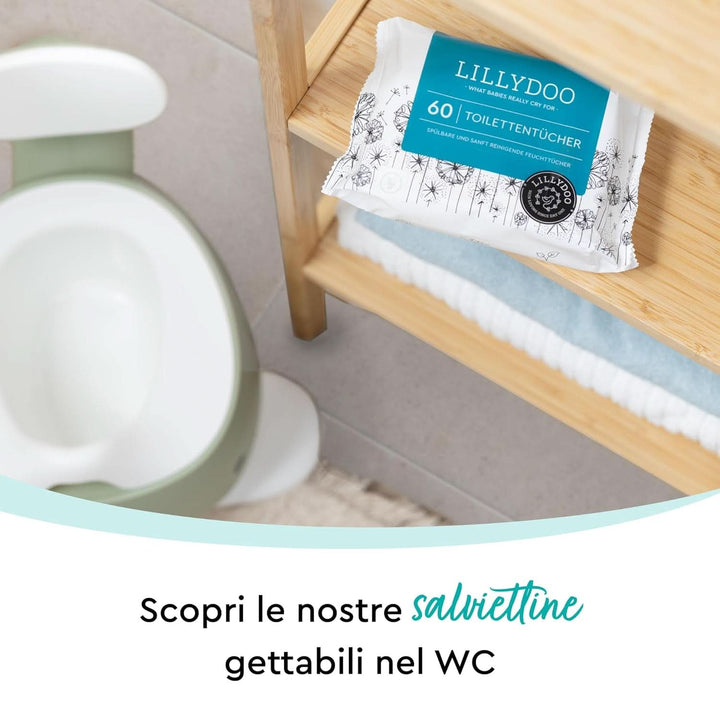 LILLYDOO Feuchte Toilettentücher, 720 Stück (12 X 60), 100% Plastikfreies, Spülbares Tuch, Ohne Parfüme (FSC Mix)