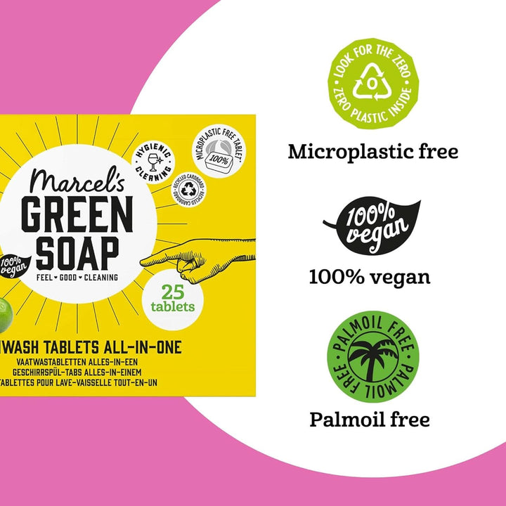 Marcel'S Green Soap Dishwasher Tabs All-In-One - Grapefruit & Lime - 25 bucăți