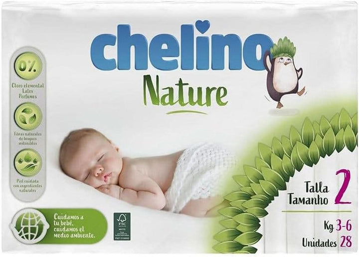 Pañal Chelino Nature, marimea 2, 3 - 6 Kg, 28 scutece