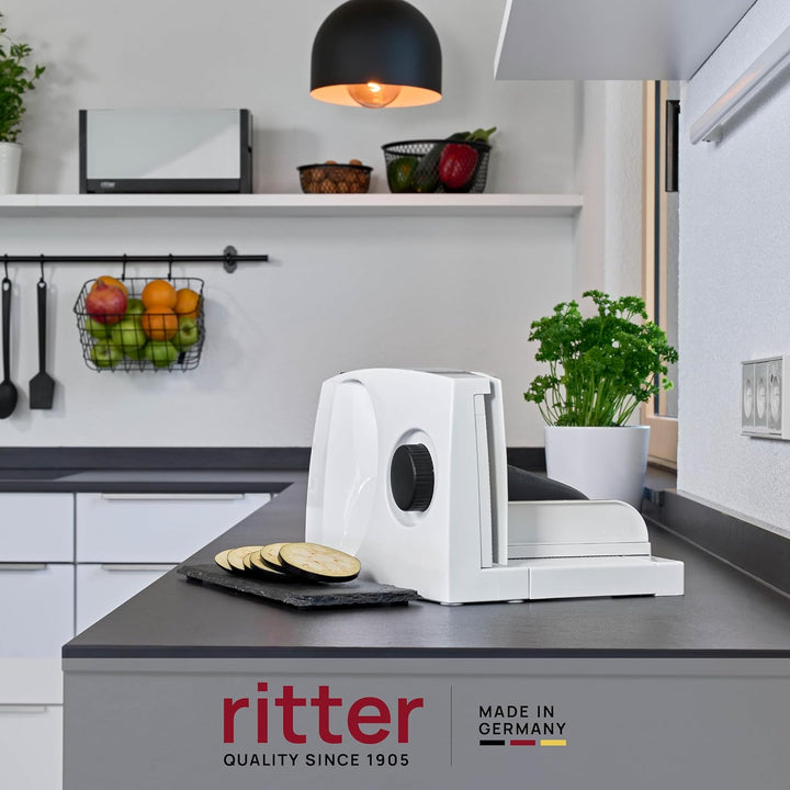 Ritter Markant 05 Klappbarer Elektrischer Allesschneider & Brotschneidemaschine Mit Eco-Motor, Made in Germany