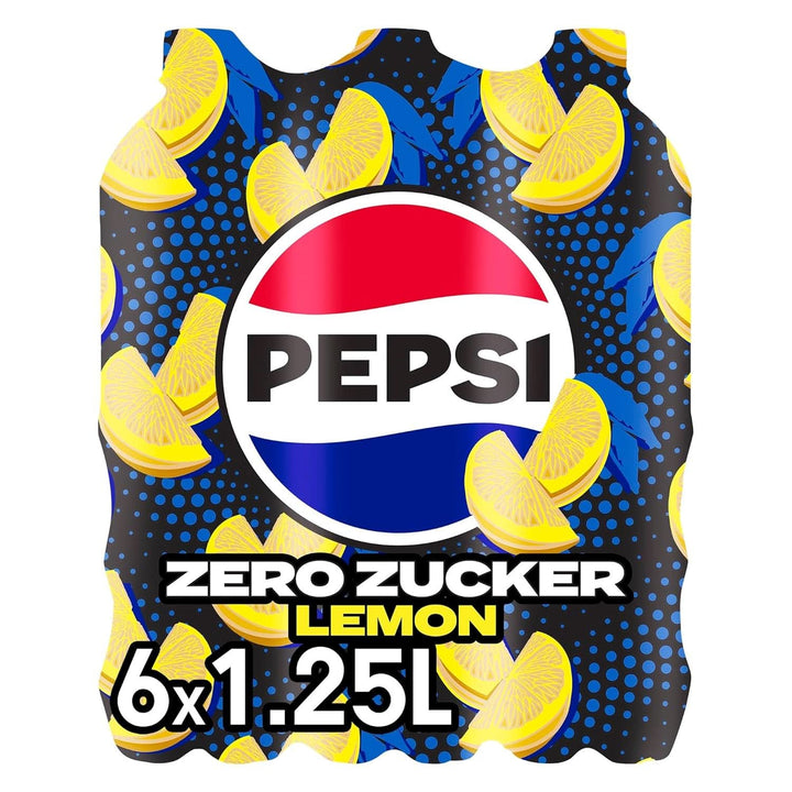 Pepsi Zero Sugar Lemon, Băutura răcoritoare fără zahăr de la Pepsi cu aromă de lămâie, set 6 x 1,25 litri