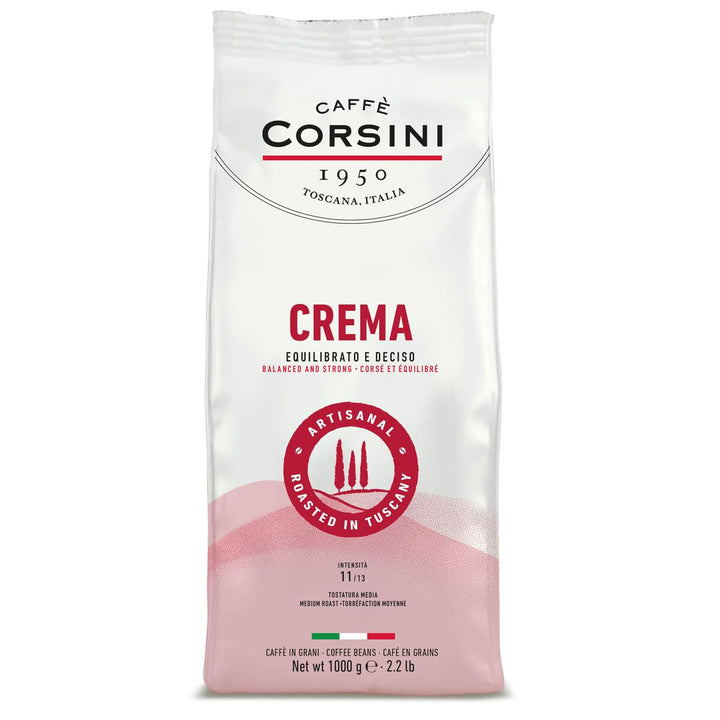 Corsini Caffe Super Cremoso in Grani Italienischen Espresso Bohnen - Mischung Aus Erstklassigen Kaffeesorten Für Einen Vollmundigen Kaffee Mit Starkem Charakter Und Lang Anhaltendem Nachgeschmack