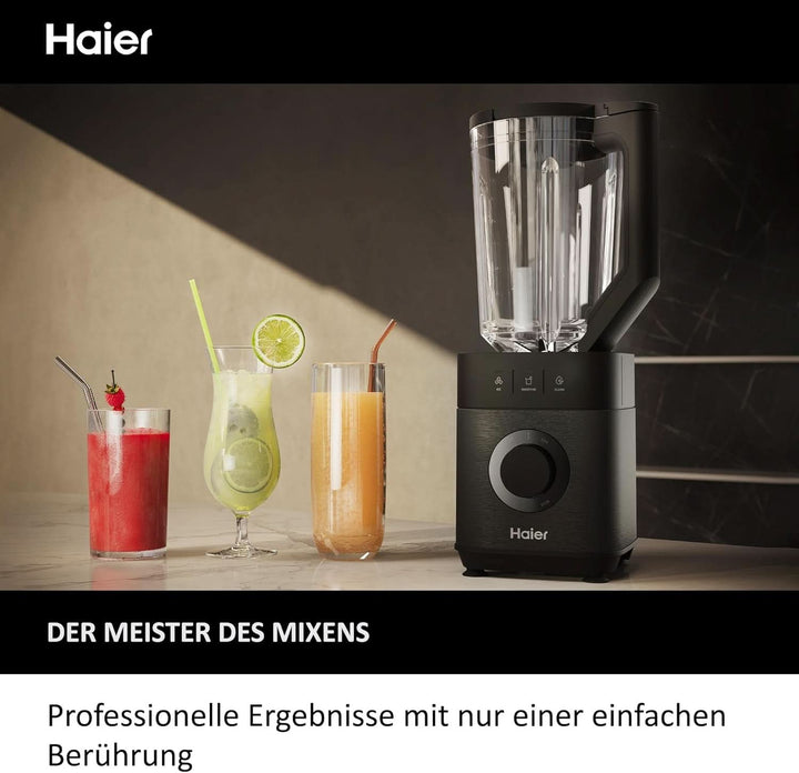 Haier Mixer Mit Ice-Crush-Funktion & Smoothie Maker, 1200W I Standmixer Mit 1,7L Glasbehälter & 0,6L To-Go-Flasche I Selbstreinigungsfunktion, Spülmaschinenfest & 5 Geschwindigkeiten [Serie 5-HBL5B2]