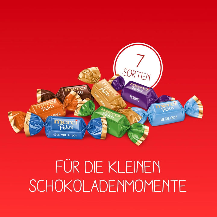 Merci Petits Chocolate Collection – 1 X 1000G – Mix Aus Nicht Gefüllten Und Gefüllten Schokoladen-Spezialitäten in Praktischer Runddose