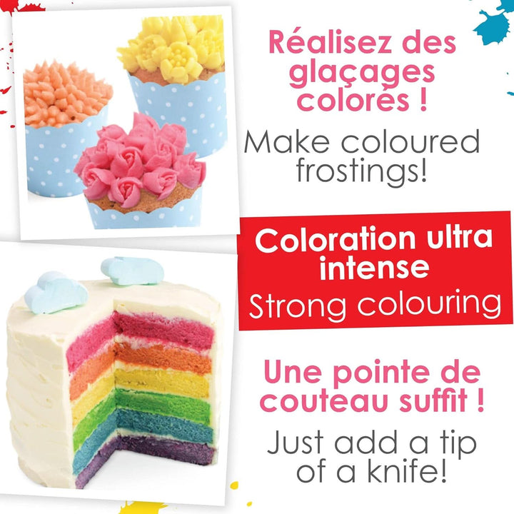 ScrapCooking, Set 3 coloranti alimentari pudra - rosu, galben, albastru, 3 x 5 grame