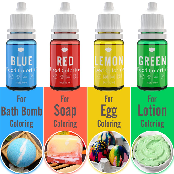 Lebensmittelfarbe - 12 X 10Ml Lebendige Lebensmittel Farben Zum Backen, Kuchen Dekorieren, Zuckerguss, Kekse, Fondant Und Macaron - Flüssige Food Coloring Für Die Seifenherstellung Und Basteln